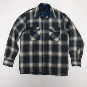 Blue and white plaid insulated button down Size M